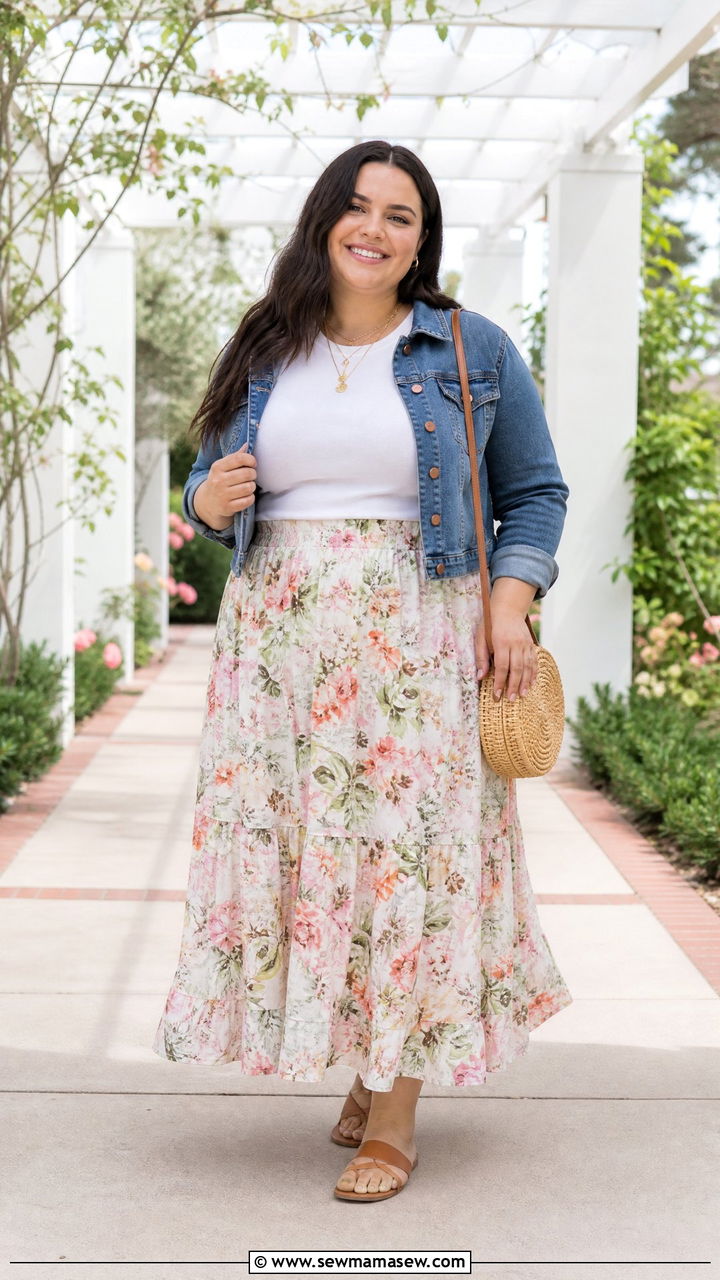 Plus Size Fitted T Shirt With Maxi Skirt - 20 plus size fitted t shirt outfit ideas