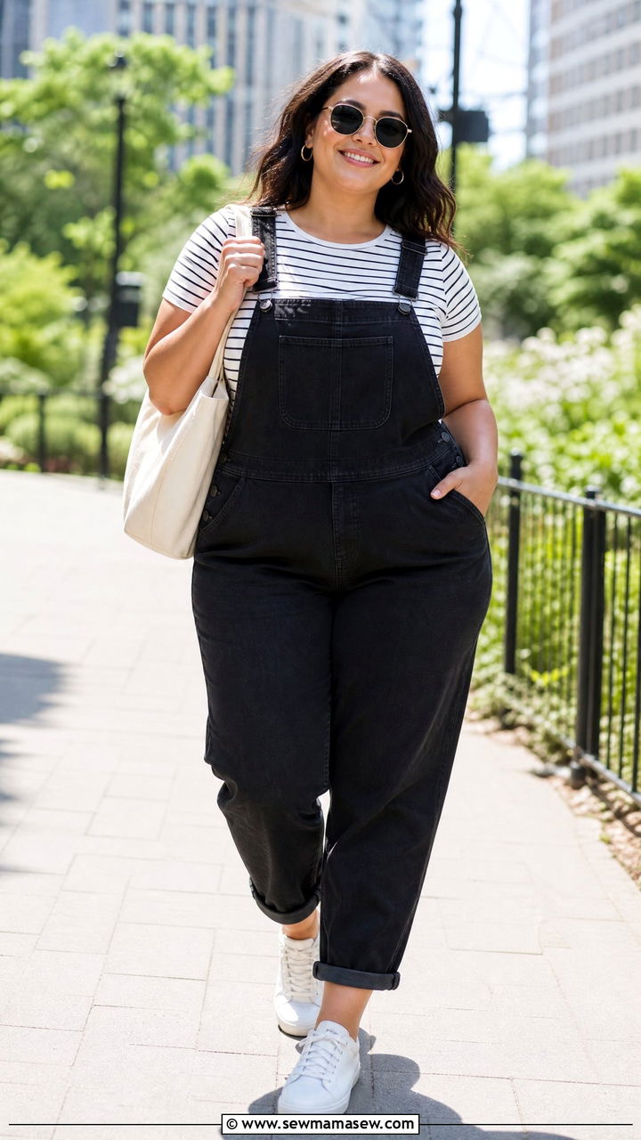 Plus Size Fitted T Shirt With Overalls - 20 plus size fitted t shirt outfit ideas