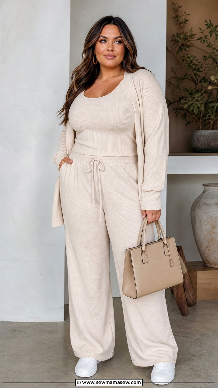 Plus Size Fitted Top With A Matching Set - 20 plus size fitted top outfit ideas