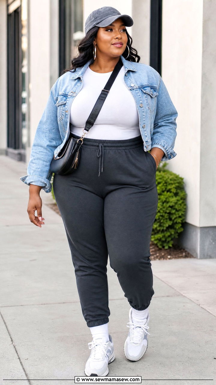 Plus Size Fitted Top With Joggers - 20 plus size fitted top outfit ideas
