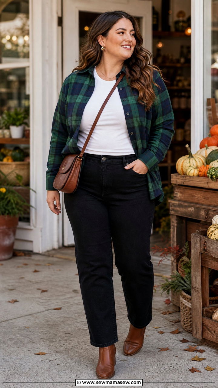 Plus Size Flannel Shirt Outfit - 20 plus size fall outfits