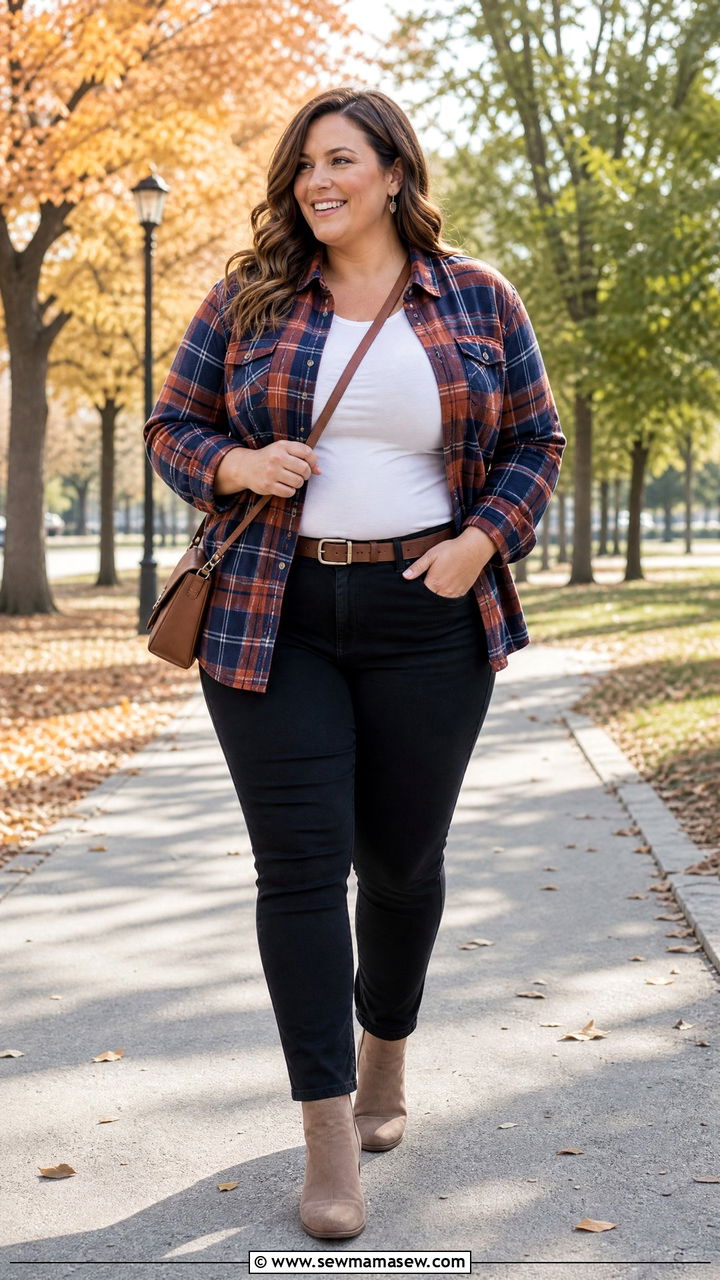 Plus Size Flannel Shirt Outfit - 20 plus size fall outfit ideas 2026
