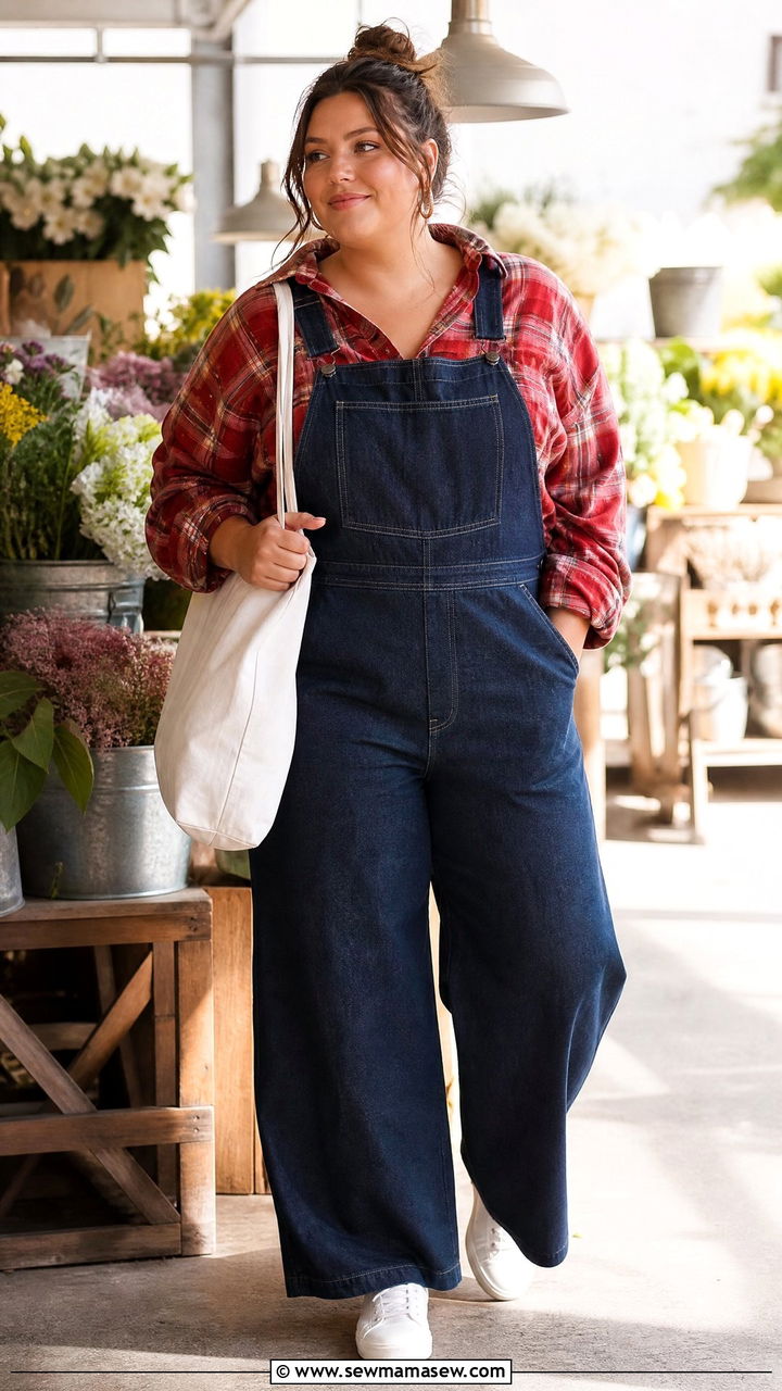 Plus Size Flannel Shirt With Overalls - 20 plus size flannel shirt outfit ideas