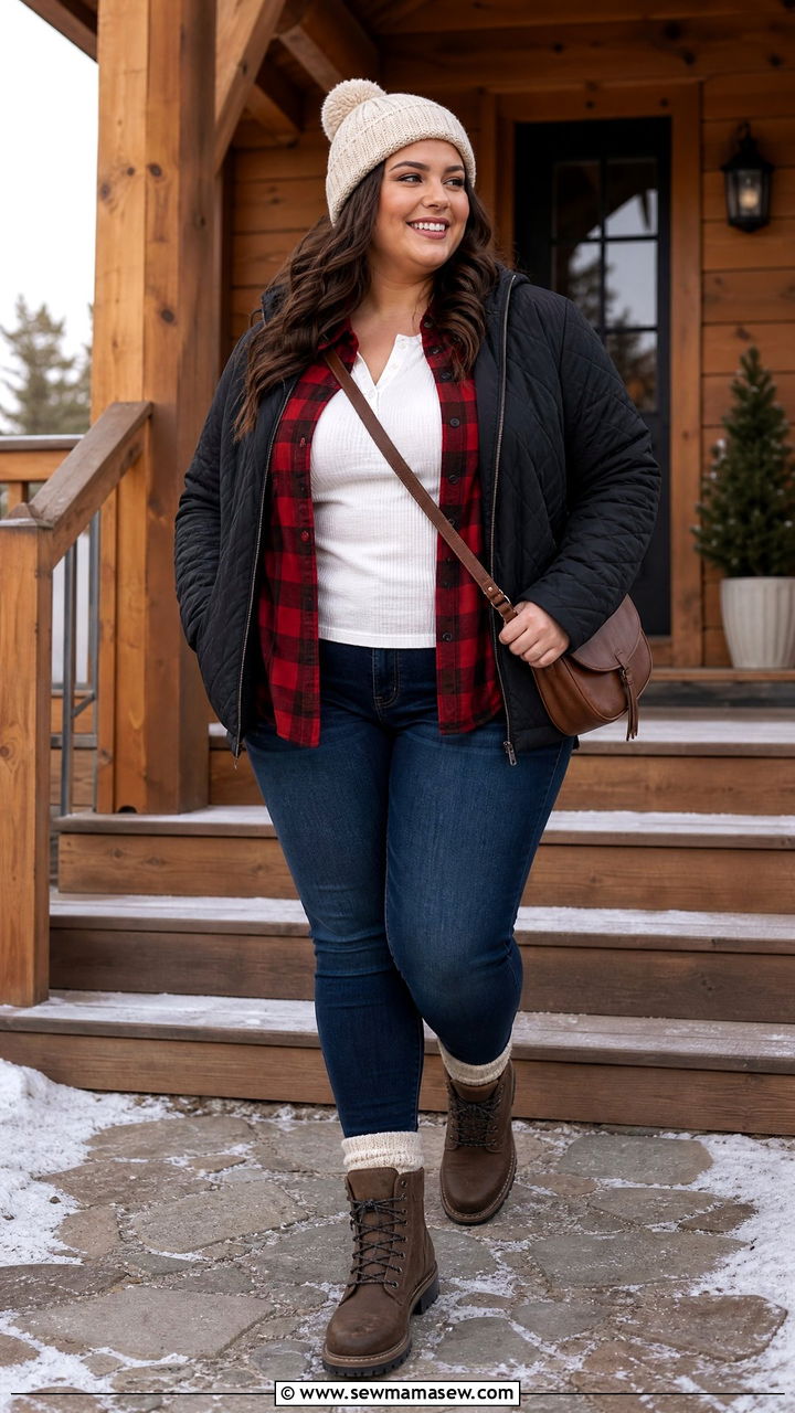 Plus Size Flannel Winter Outfit - 20 plus size layered winter outfits