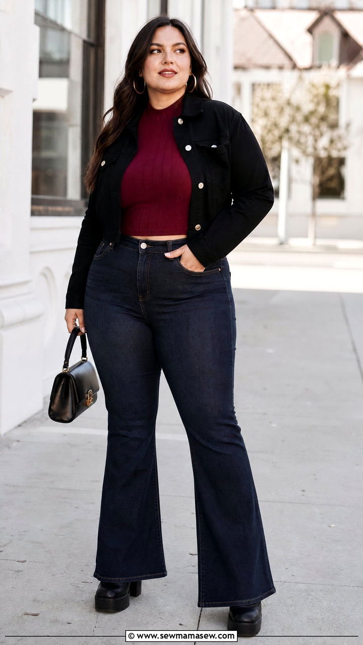 Plus Size Flare Jeans With Platform Boots - 20 plus size outfit ideas with boots