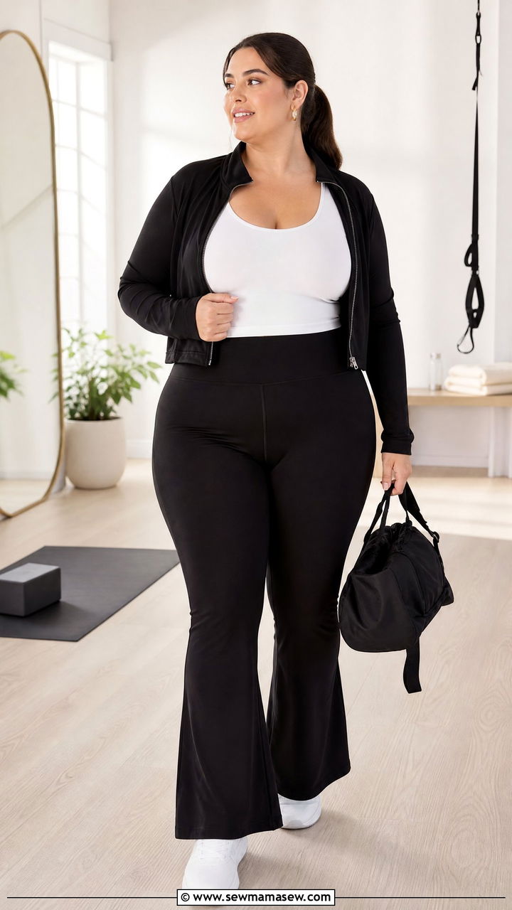 Plus Size Flared Leggings Gym Outfit - 20 plus size gym outfit ideas