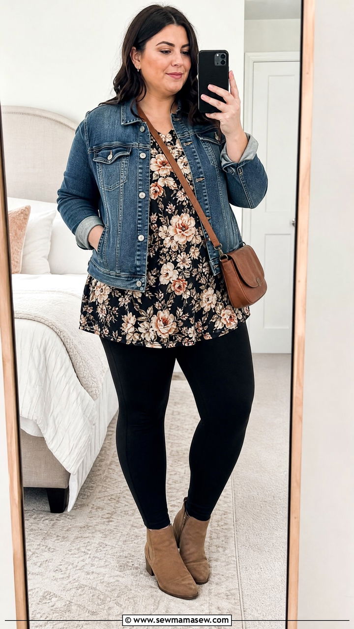Plus Size Floral Blouse With Leggings - 20 plus size floral blouse outfit ideas