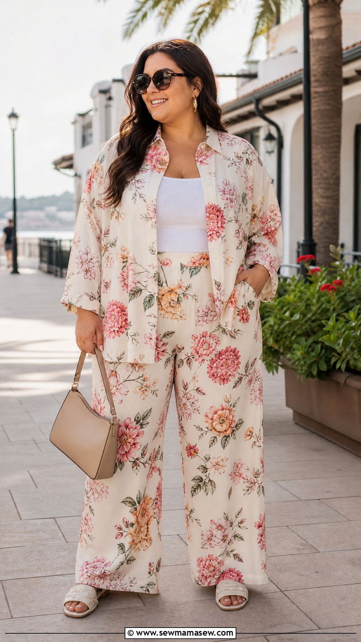 Plus Size Floral Co Ord Set Outfit - 20 plus size floral print outfit ideas