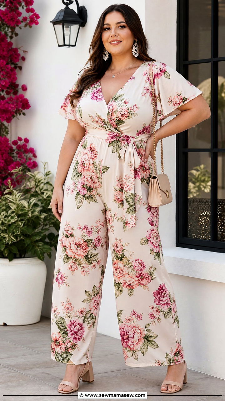 Plus Size Floral Jumpsuit Outfit - 20 plus size floral print outfit ideas