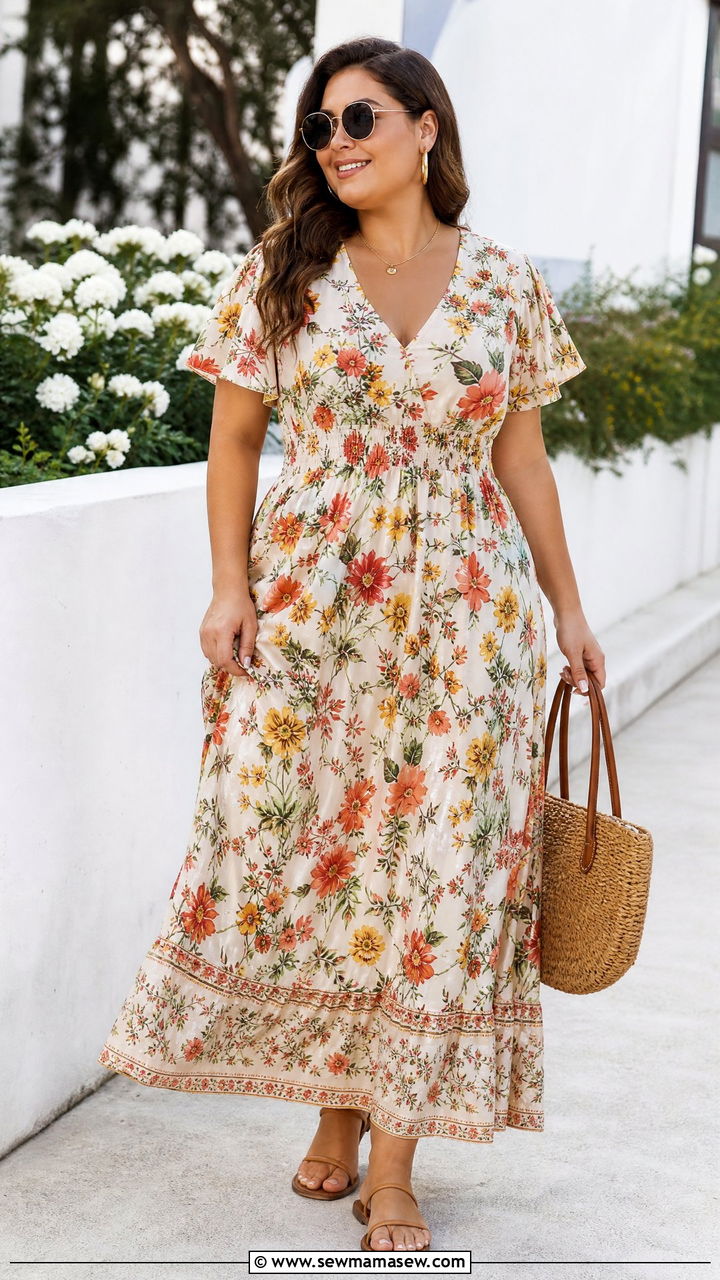 Plus Size Floral Maxi Dress Outfit - 20 plus size floral print outfit ideas