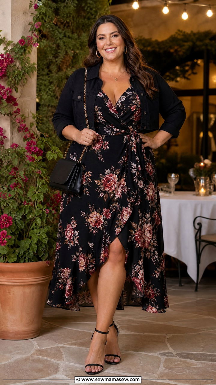 Plus Size Floral Midi Dress Outfit - 20 plus size date night outfit ideas
