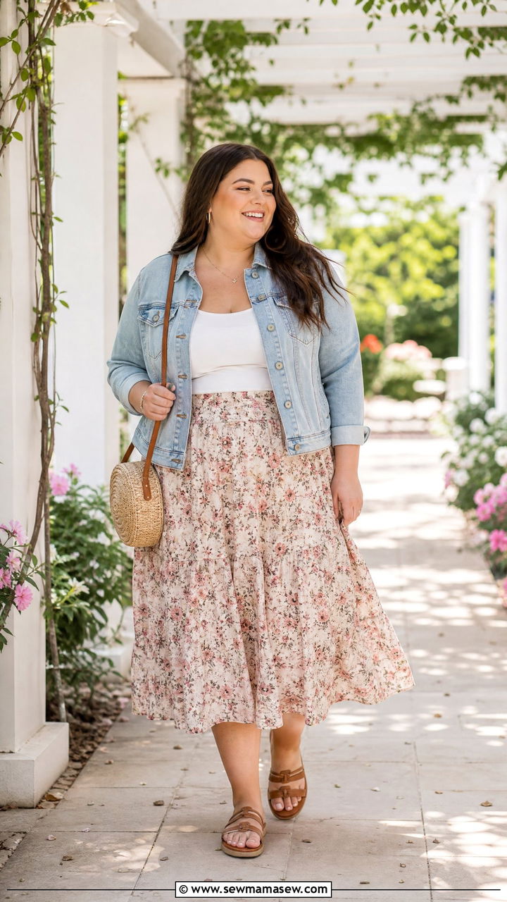 Plus Size Floral Midi Skirt Outfit - 20 plus size midi skirt outfit ideas