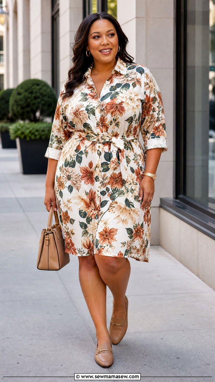 Plus Size Floral Shirt Dress Outfit - 20 plus size floral dress outfit ideas