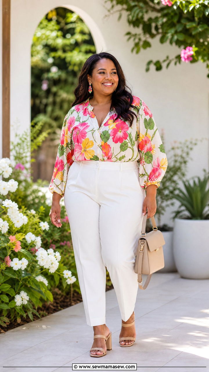 Plus Size Floral Statement Top Outfit - 20 plus size statement top outfit ideas