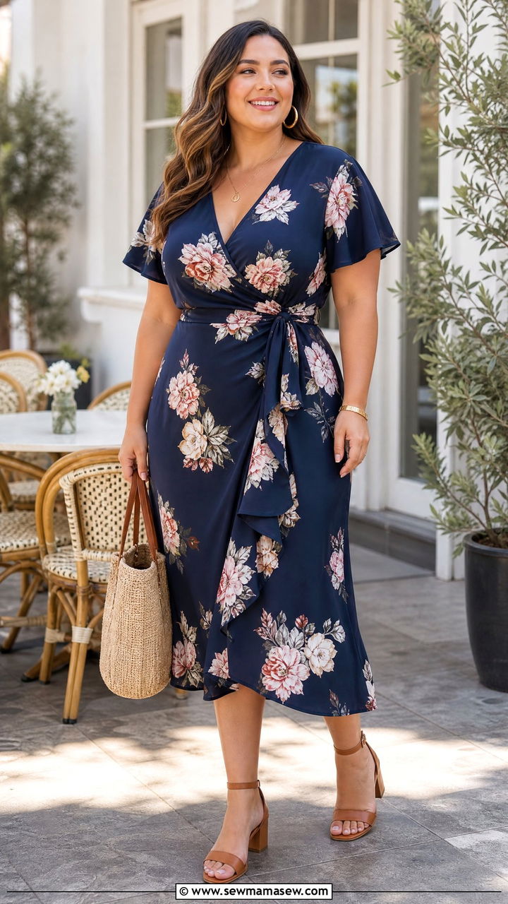 Plus Size Floral Wrap Dress Outfit - 20 plus size floral dress outfit ideas