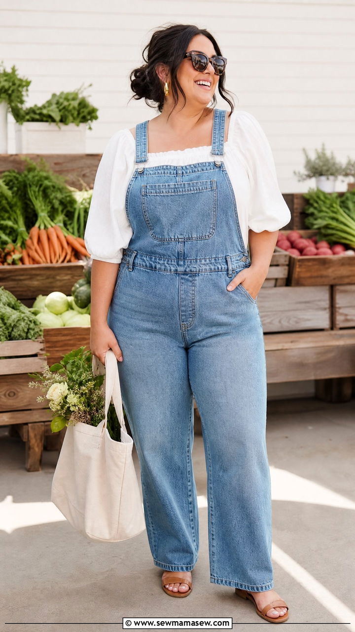 Plus Size Flowy Top With Overalls - 20 plus size flowy top outfit ideas