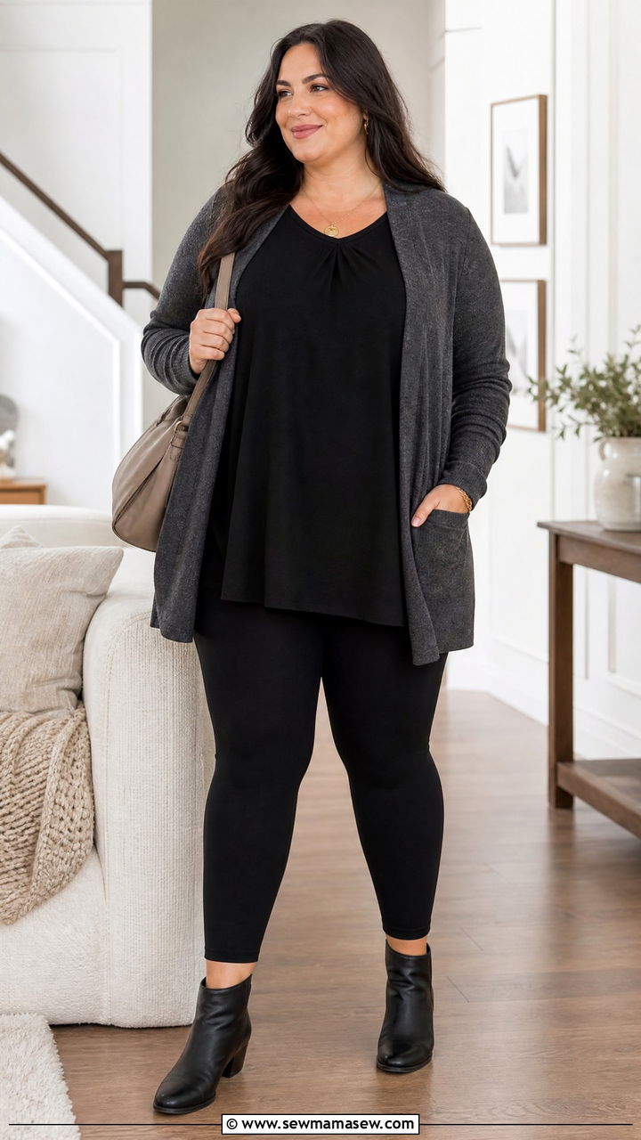 Plus Size Flowy Tunic Top With Cardigan - 20 plus size flowy tunic top outfit ideas
