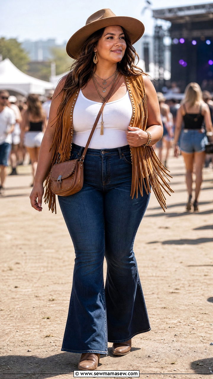 Plus Size Fringe Festival Top Outfit - 20 plus size festival top outfit ideas