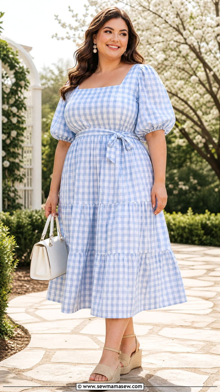 Plus Size Gingham Dress Outfit - 20 plus size easter outfit ideas