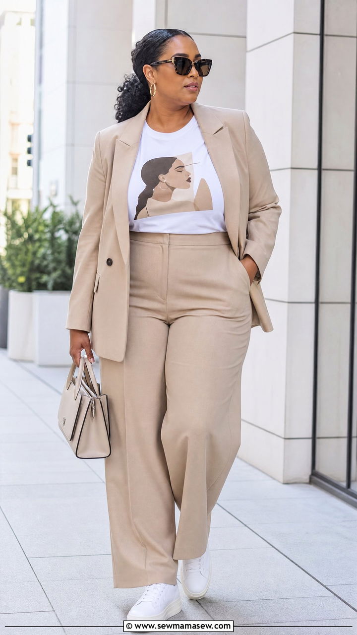 Plus Size Graphic Tee With Matching Set - 20 plus size graphic tee outfit ideas