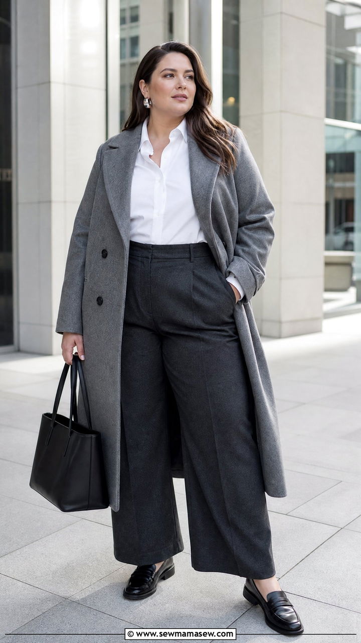 Plus Size Gray Wool Coat Outfit - 20 plus size wool coat outfit ideas