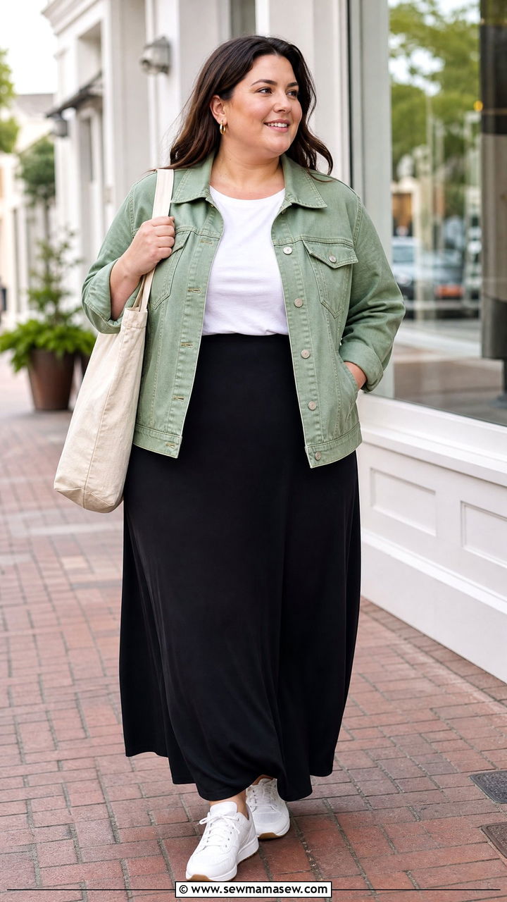 Plus Size Green Denim Jacket Outfit - 20 plus size green outfit ideas