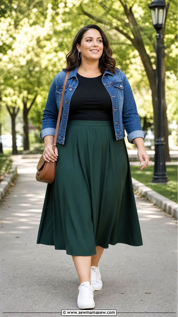 Plus Size Green Midi Skirt Outfit - 20 plus size green outfit ideas