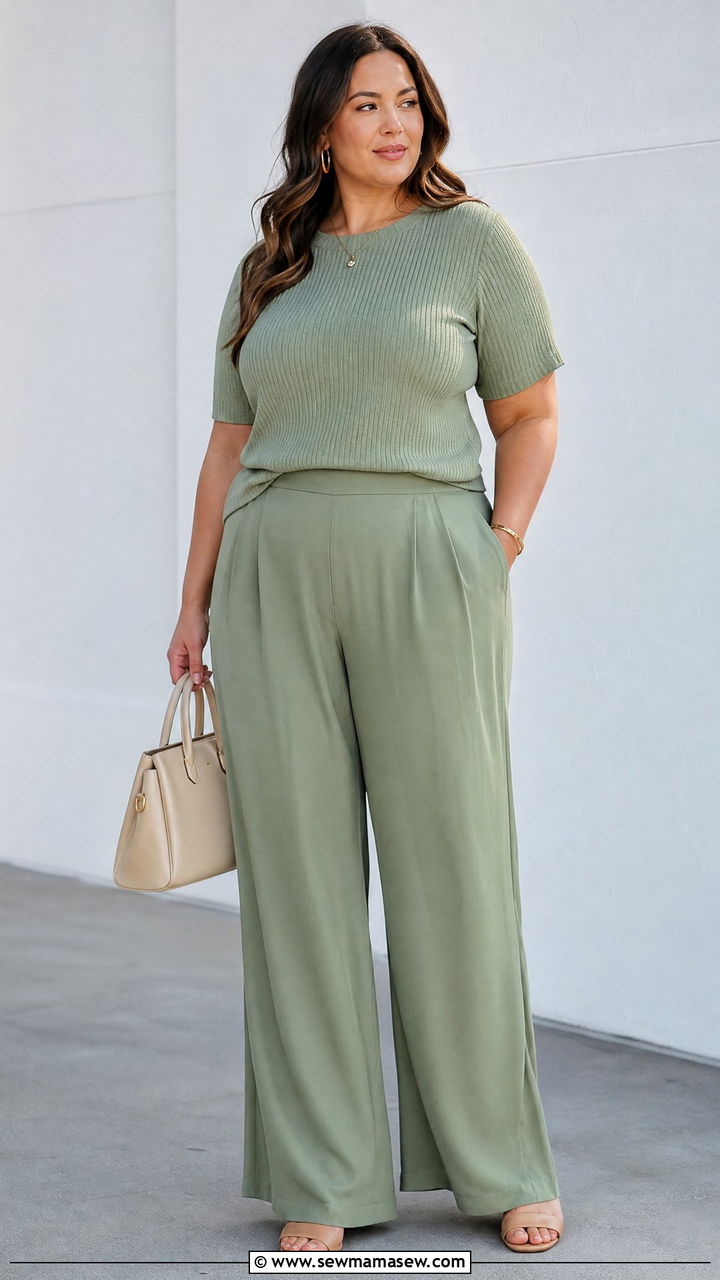 Plus Size Green Monochrome Outfit - 20 plus size green outfit ideas