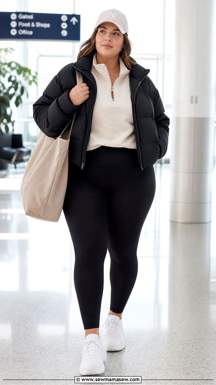 Plus Size Half Zip Sweater With Leggings - 20 plus size sweater weather outfit ideas
