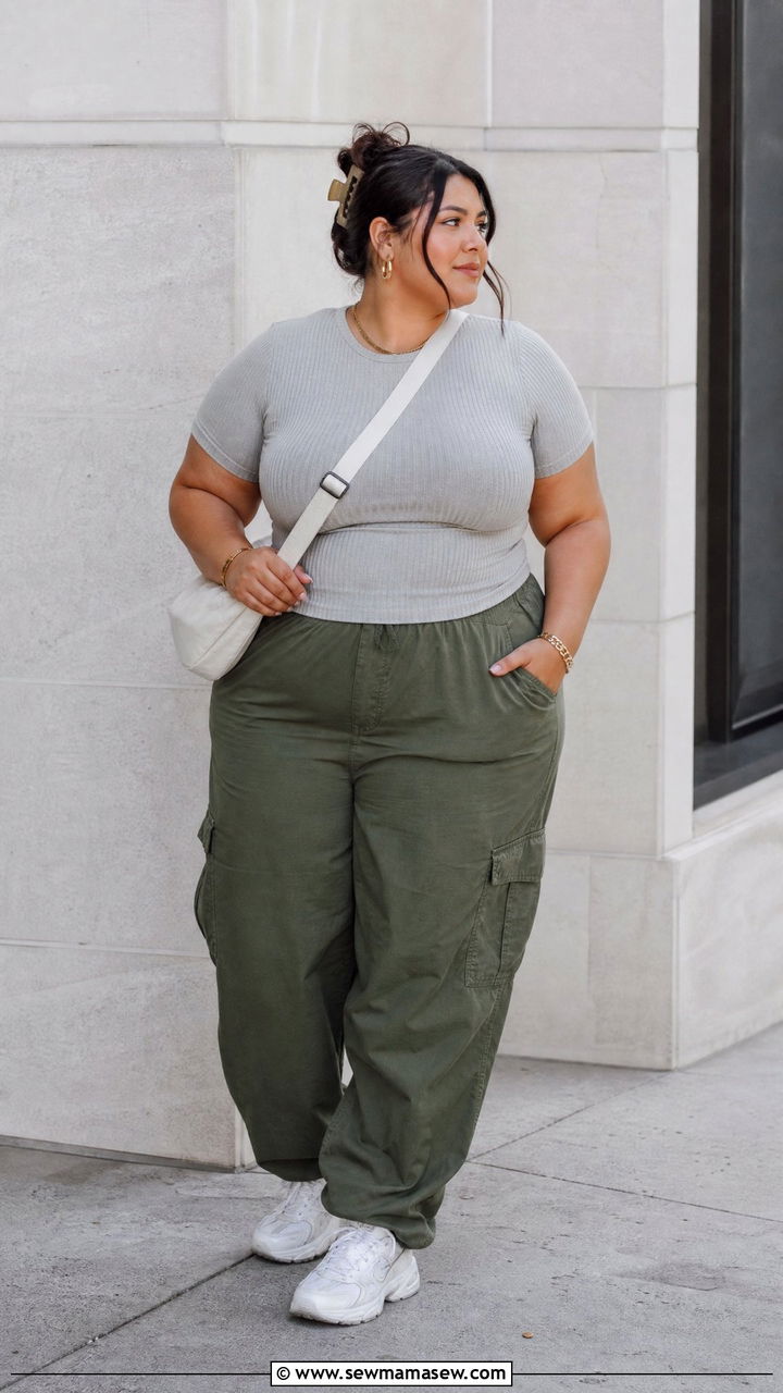 Plus Size Halter Crop Top With Cargo Pants - 20 plus size halter crop top outfit ideas