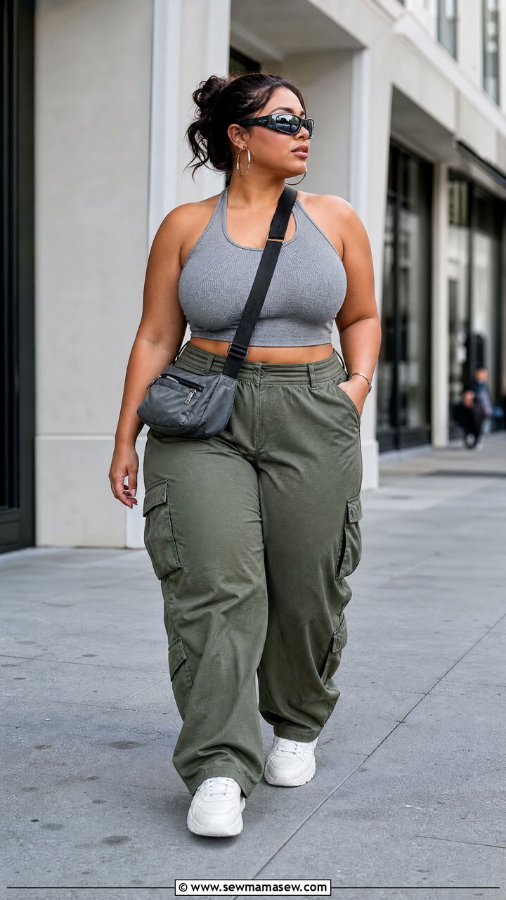 Plus Size Halter Top With Cargo Pants - 20 plus size halter neck top outfit ideas