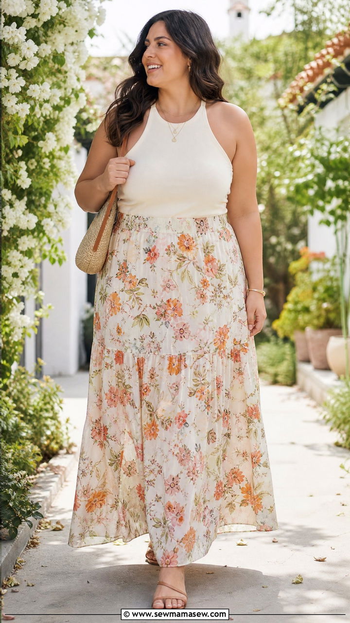 Plus Size Halter Top With Maxi Skirt - 20 plus size halter neck top outfit ideas
