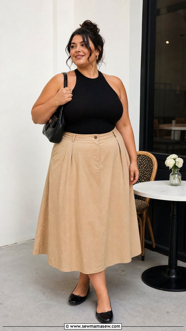 Plus Size Halter Top With Midi Skirt - 20 plus size halter top outfit ideas