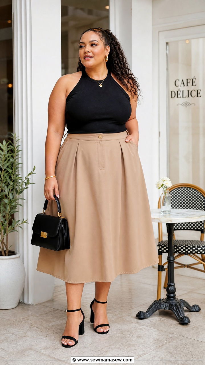Plus Size Halter Top With Midi Skirt - 20 plus size halter neck top outfit ideas