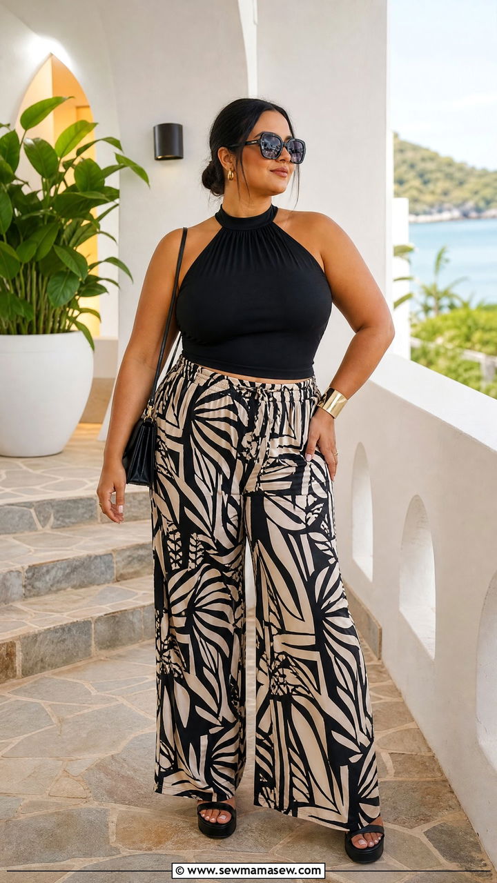 Plus Size Halter Top With Palazzo Pants - 20 plus size halter neckline top outfit ideas