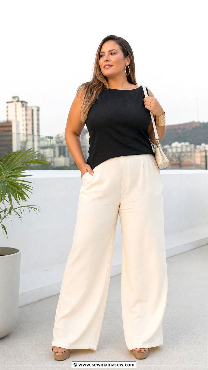 Plus Size Halter Top With Palazzo Pants Outfit - 20 plus size going out top outfit ideas