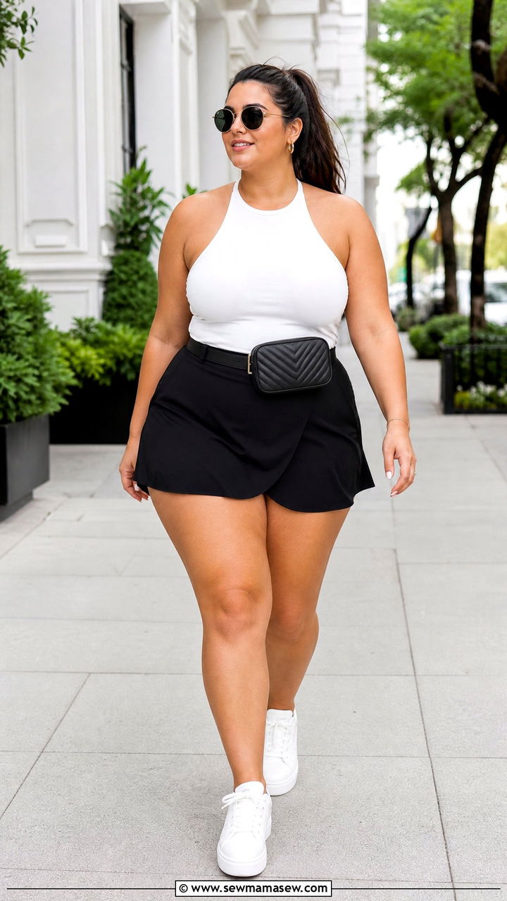 Plus Size Halter Top With Skort - 20 plus size halter neckline top outfit ideas