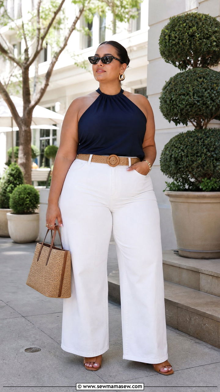 Plus Size Halter Top With White Jeans - 20 plus size halter neckline top outfit ideas