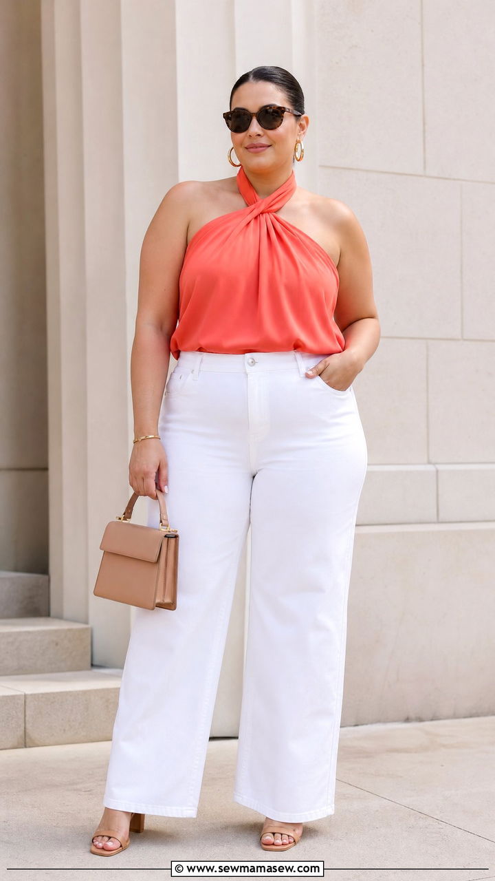 Plus Size Halter Top With White Jeans - 20 plus size halter top outfit ideas for summer