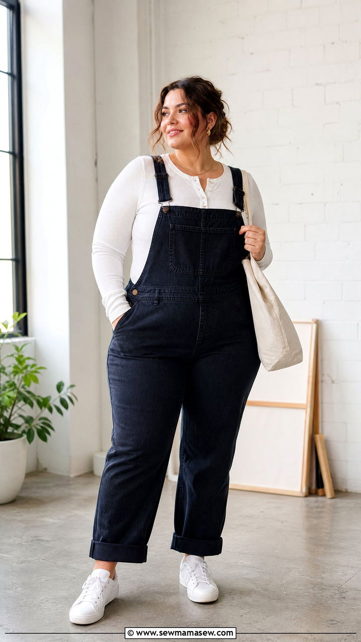 Plus Size Henley Top With Overalls - 20 plus size henley top outfit ideas