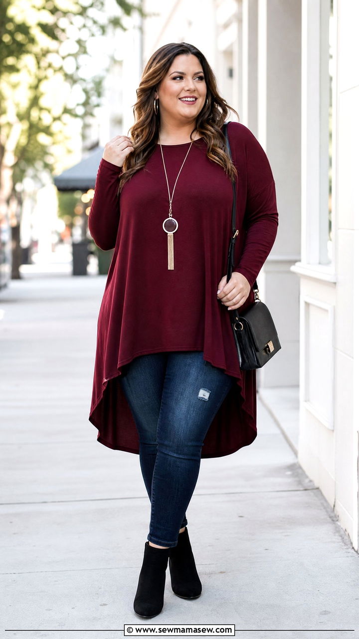 Plus Size High Low Top With Skinny Jeans - 20 plus size high low top outfit ideas