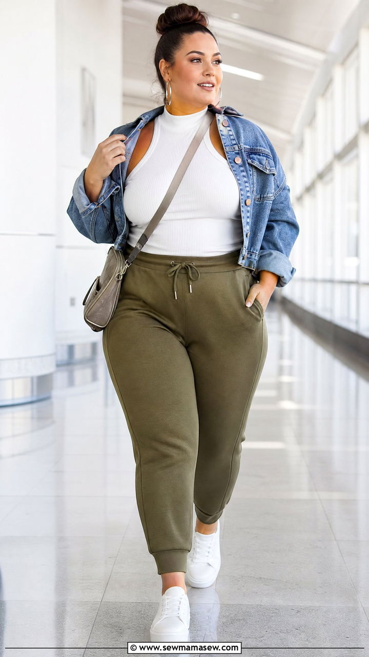 Plus Size High Neck Top With Joggers - 20 plus size high neck top outfit ideas
