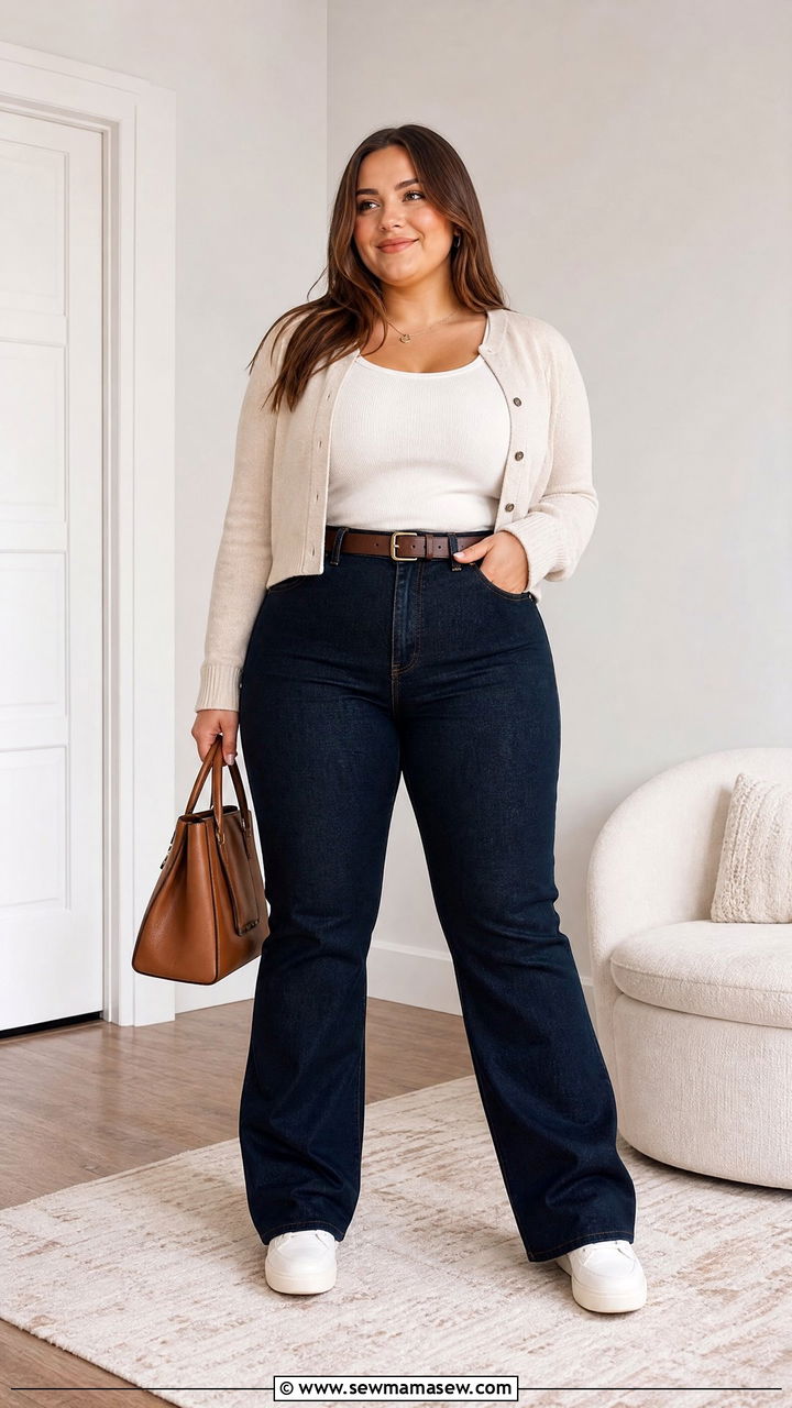Plus Size High Waisted Jeans And Bodysuit Outfit - 20 plus size outfits for rectangle shape