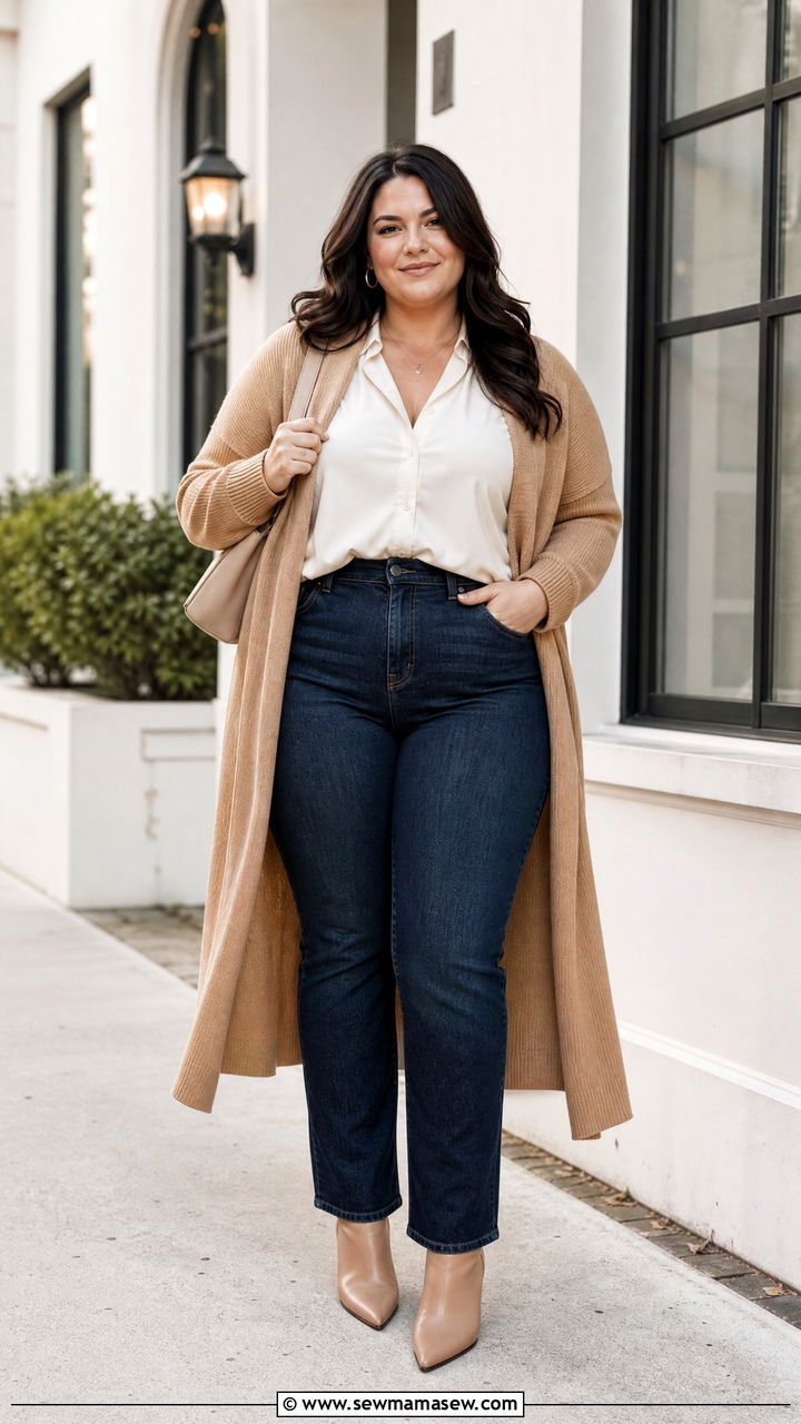 Plus Size High Waisted Jeans Outfit - 20 slimming plus size outfit ideas