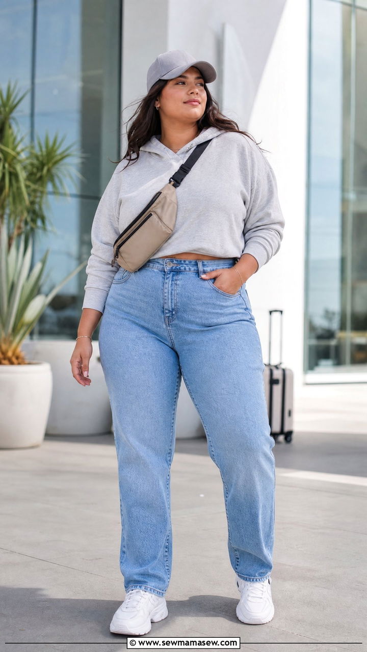 Plus Size High Waisted Jeans With Hoodie - 20 plus size high waisted jeans outfit ideas