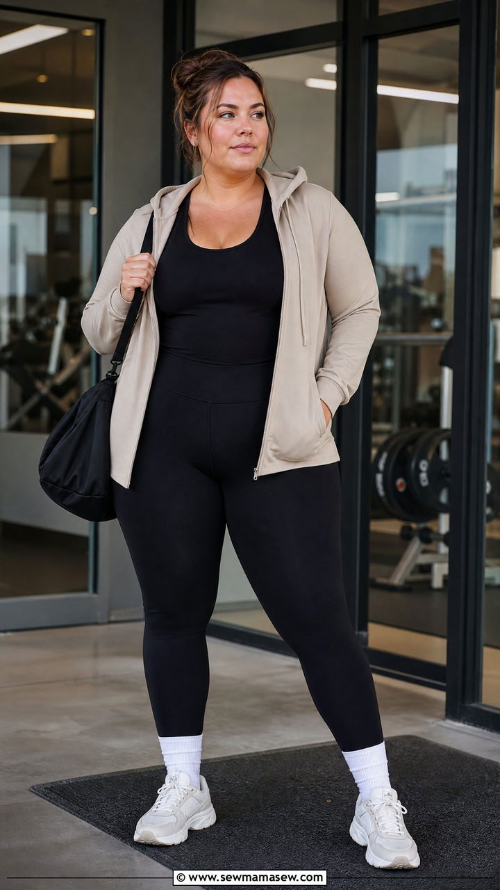 Plus Size Hoodie And Leggings Gym Outfit - 20 plus size gym outfit ideas