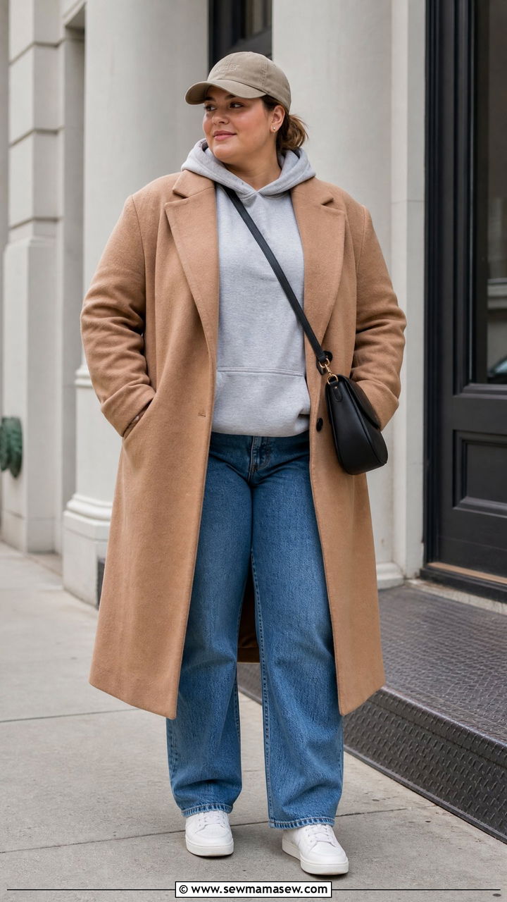 Plus Size Hoodie And Wool Coat Outfit - 20 plus size fall outfits