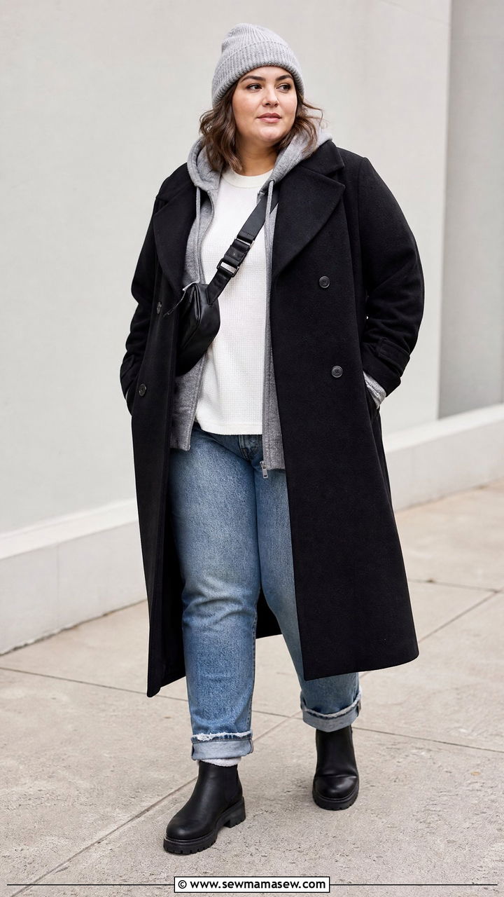Plus Size Hoodie Coat Winter Outfit - 20 plus size layered winter outfits
