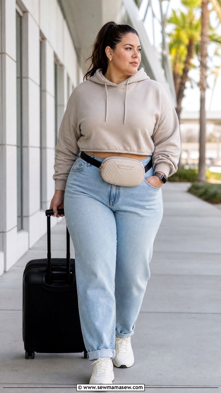Plus Size Hoodie Crop Top And High Waisted Jeans Outfit - 20 plus size crop top and high waisted jeans outfit ideas