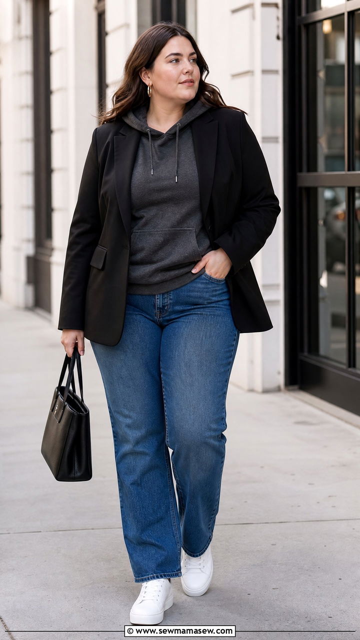 Plus Size Hoodie With Blazer - 20 plus size hoodie outfit ideas